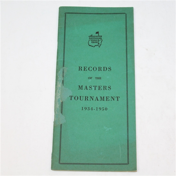 Official 1950 Records of the Masters Tournament Booklet