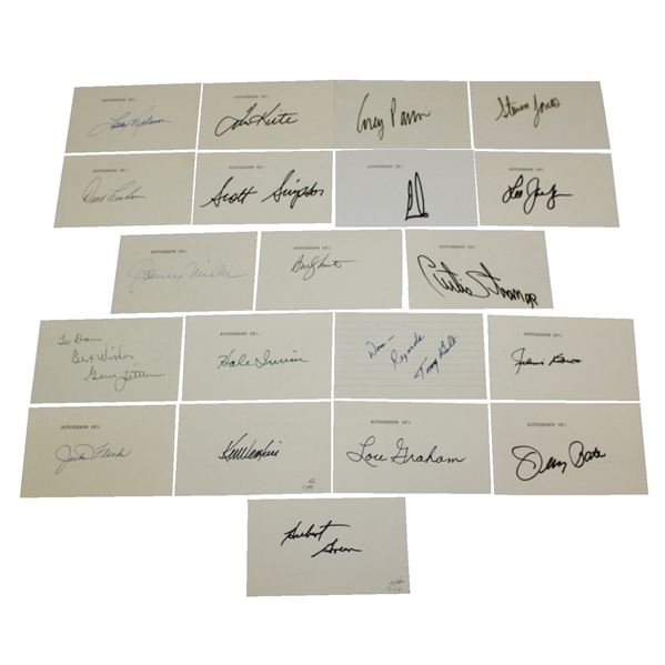 20 US Open Champions Signed Index Cards - Great Condition - JSA ALOA