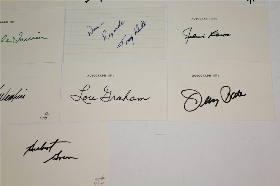 20 US Open Champions Signed Index Cards - Great Condition - JSA ALOA