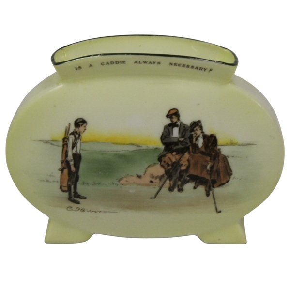 Early 1900's Royal Doulton Golf Vessel Is A Caddie Always Necessary?