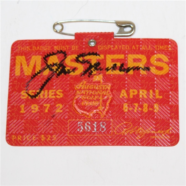 Jack Nicklaus Signed 1972 Masters Series Badge #5618 JSA ALOA