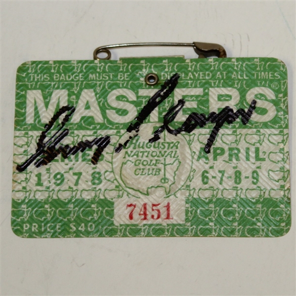 Gary Player Signed 1978 Masters Series Badge #7451 JSA ALOA
