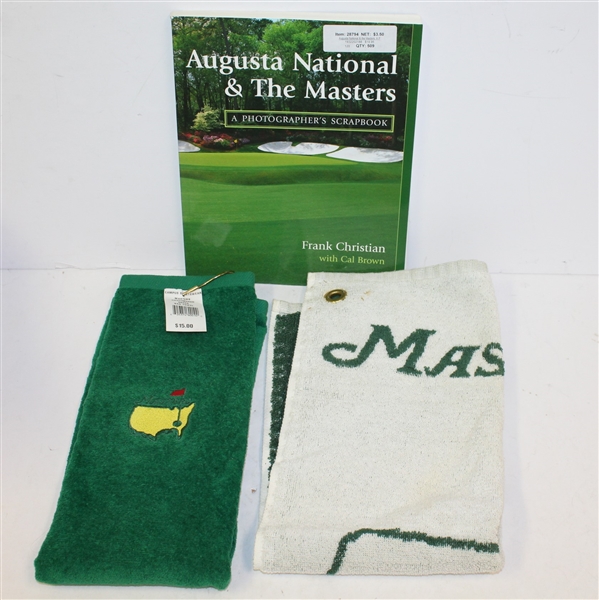 Augusta National & The Masters Frank Christian Book with Two Masters Bag Towels