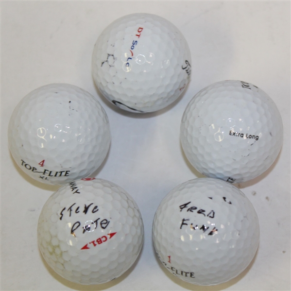 Lot of Five Signed Golf Balls - Fluff, Perry, Sanders, Funk, & Pate JSA ALOA