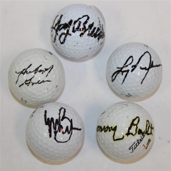 Lot of Five Signed Golf Balls - Bolt, Green, Brewer, Nelson, & Brooks JSA ALOA