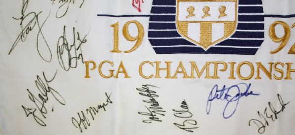1992 PGA Championship Embroidered Flag - Signed by 31 Including Champ Nick Price JSA ALOA