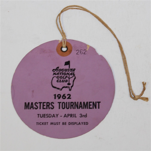 Arnold Palmer Signed 1962 Masters Practice Round Ticket #262 JSA ALOA