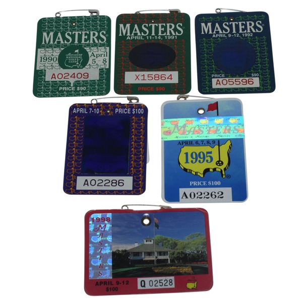 Six Masters Series Badges - 1990-1992, 1994-1995, 1998