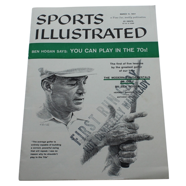 Ben Hogan's Personal 3/11/57 Sports Illustrated Magazine - First Run Copy - 1st Lesson