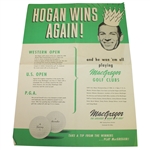 Hogan Wins Again! Playing with MacGregor Clubs Original Advertising Poster From Ben Hogan Personally