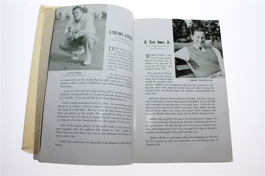 Ben Hogan's Personal 1941 US Open at Colonial CC Program Gifted by Jack Burke JSA ALOA