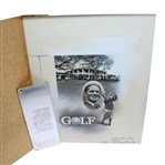 Bobby Jones Production Art & Engraving Plate - Augusta National Clubhouse Seldom Seen