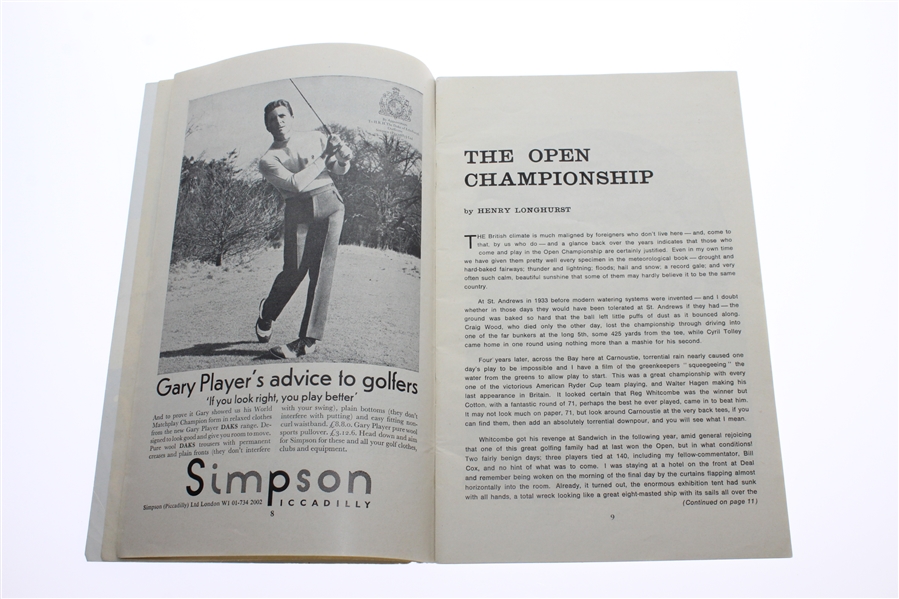 Gary Player Signed 1968 Open Championship at Carnoustie Program JSA ALOA