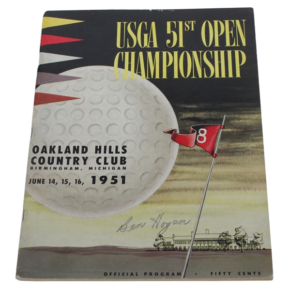 Ben Hogan Signed 1951 US Open Championship at Oakland Hills Program JSA ALOA