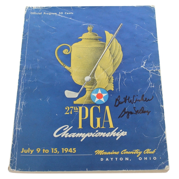 Byron Nelson Signed 1945 PGA Championship at Moraine CC Program JSA ALOA