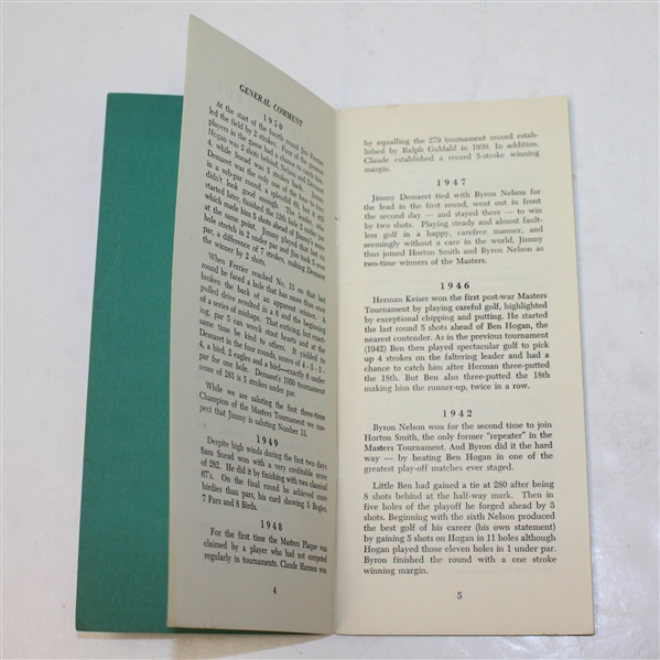 Official 1950 Records of the Masters Tournament Booklet