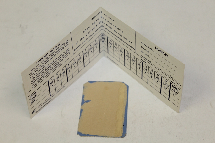 1963 US Open Ticket, Official Scorecard, Photo of Course Layout, Pairings Sheets, USGA Guide, etc