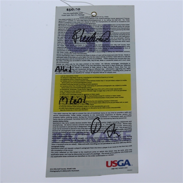 Brooks Koepka Signed Nike Golf Ball with Multi-Signed 2017 US Open Ticket JSA ALOA