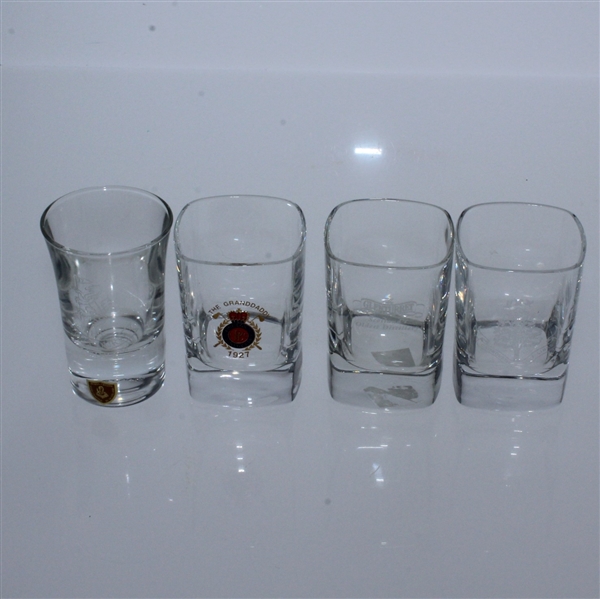Four Shot Glasses - The Old Course, Carnoustie, The Granddaddy, The Glenturret