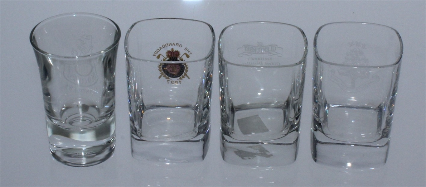 Four Shot Glasses - The Old Course, Carnoustie, The Granddaddy, The Glenturret