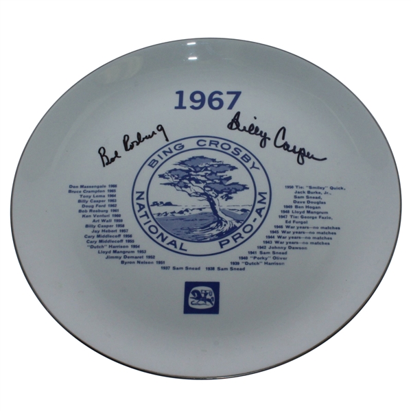 Billy Casper & Bob Rosburg Signed 1967 Bing Crosby National Pro-Am Plate JSA ALOA