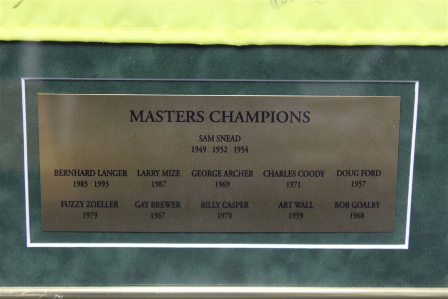 2000 Masters Embroidered Flag Signed by 11 Champs - Snead Signed Center - Framed JSA ALOA