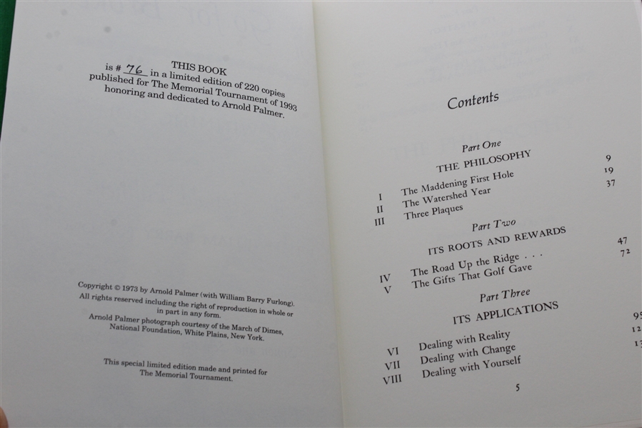 1993 Memorial Tournament Ltd Ed Book Honoring Arnold Palmer #76/220
