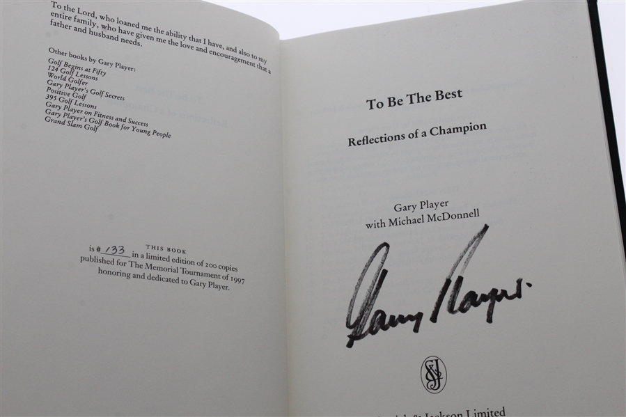 1997 Memorial Tournament Ltd Ed Book Honoring Gary Player #133/200 - Signed JSA ALOA