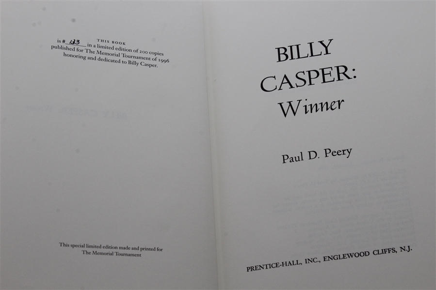 1996 Memorial Tournament Ltd Ed Book Honoring Billy Casper #133/200