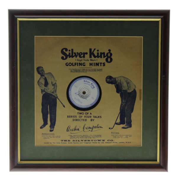 Vintage Silver King 'Golfing Hints' Record by The Silvertown Co. - Approaching and Putting - Framed