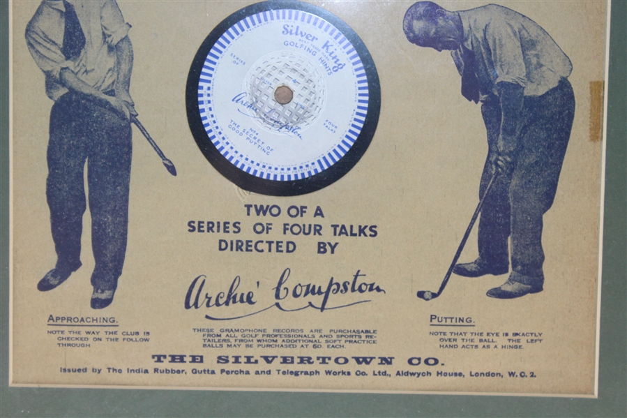 Vintage Silver King 'Golfing Hints' Record by The Silvertown Co. - Approaching and Putting - Framed