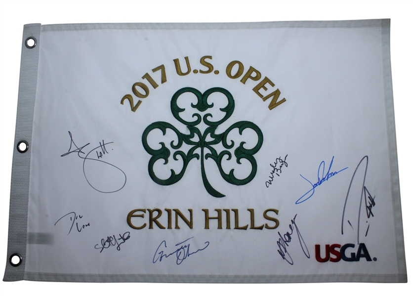 Multi-Signed 2017 US Open at Erin Hills Embroidered Flag - Willet, Rahm, Scott, etc JSA ALOA