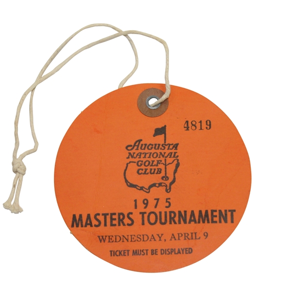 1975 Masters Tournament Wednesday Par 3 Daily Ticket #4819-Nicklaus Wins 5th Masters