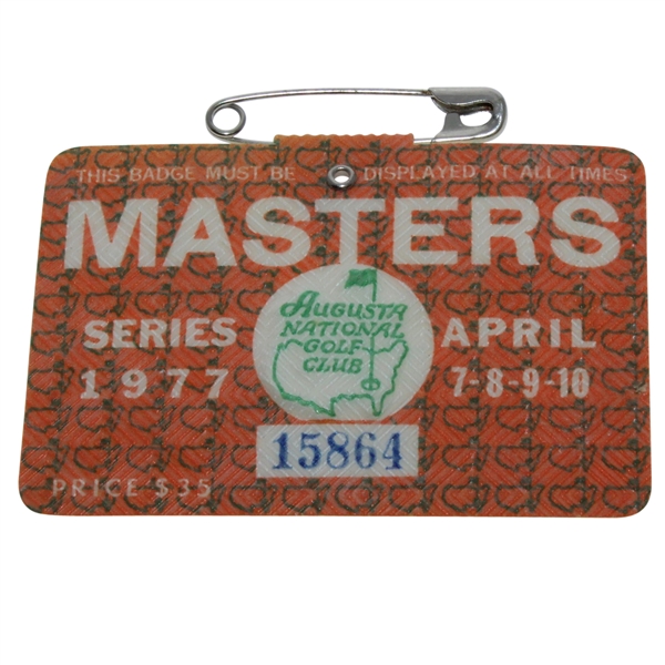 1977 Masters Tournament Series Badge #15864 - Tom Watson Winner