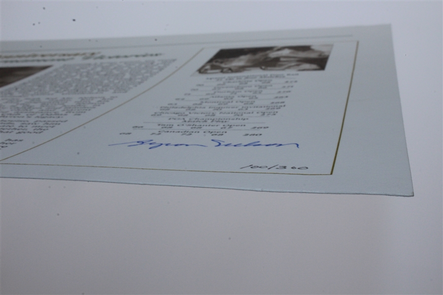 Byron Nelson Signed Ltd Ed '60th Anniversary of the Greatest Year in Golf' Art Piece #100 JSA ALOA