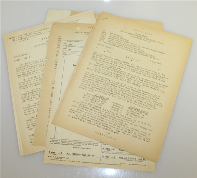 Ben Hogan's Personal Assorted Official Military Documents - Unique