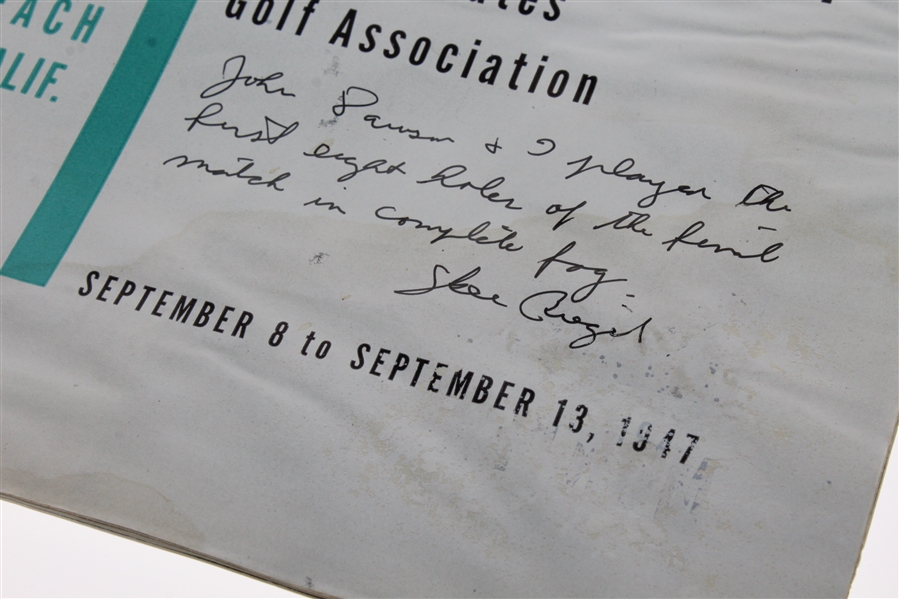 1947 US Amateur Championship Program Signed by Winner Skee Riegel JSA ALOA