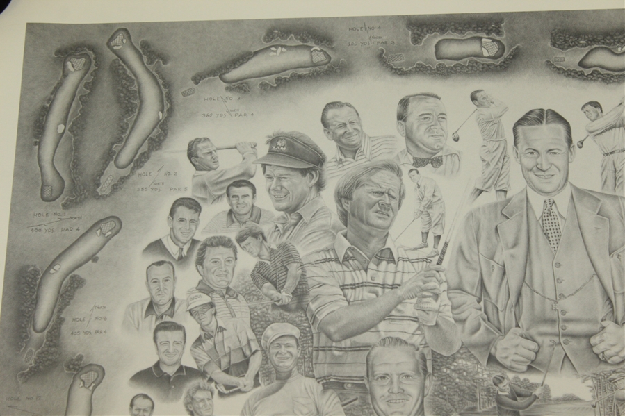 'The Masters' Michael Marson Print Depicting 1939-1989 Masters Champions
