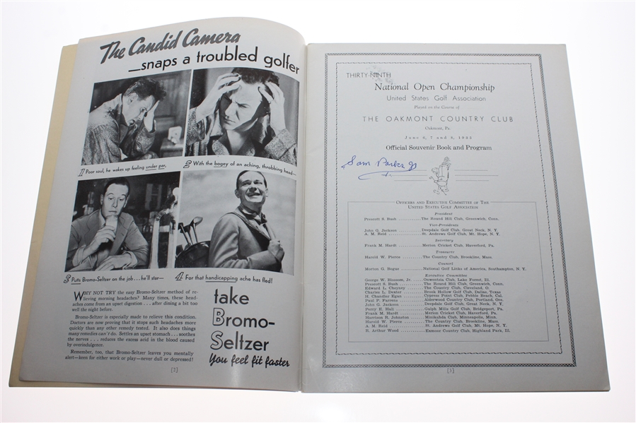 1935 US Open at Oakmont CC Program Signed by Winner Sam Parks Jr. JSA ALOA