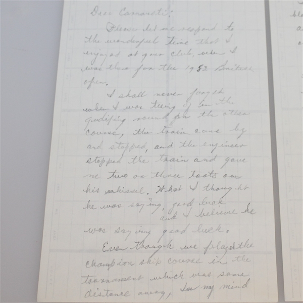 Ben Hogan's Handwritten Notes for Letter to Host Course Carnoustie After 1953 Open Win 