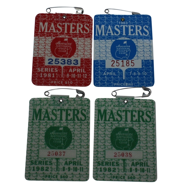 Four Masters Series Badges - 1981, 1982 (x2), and 1983