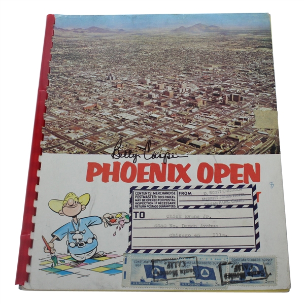 Billy Casper Signed 1957 Phoenix Open Program - Chick Evans Jr. Address Label JSA ALOA