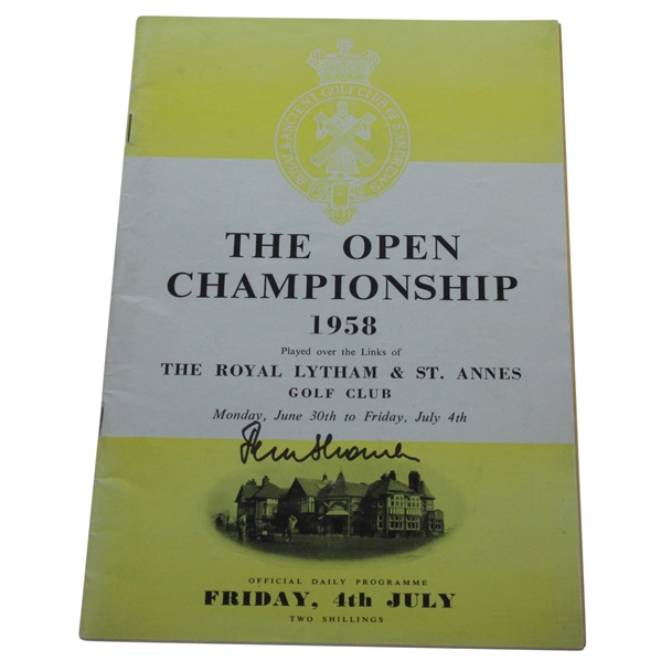 Peter Thomson Signed 1958 Open Championship at Royal Lytham Program - Friday JSA ALOA