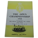 Peter Thomson Signed 1958 Open Championship at Royal Lytham Program - Friday JSA ALOA