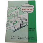 Arnold Palmer Signed 1958 Masters Spectator Guide - Arnies First Masters Win JSA ALOA