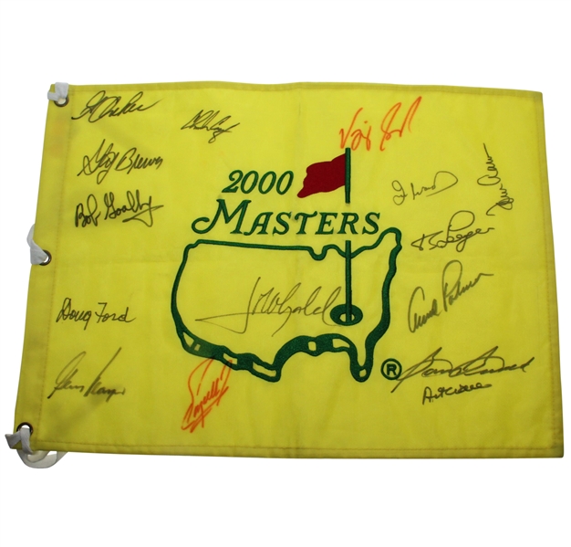 2000 Masters Champs Flag Signed by 15 Champions JSA ALOA