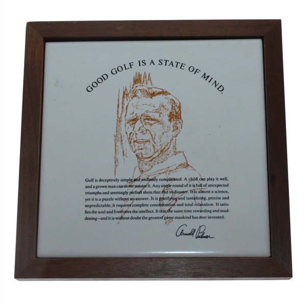 Arnold Palmer 'Good Golf is a State of Mind' Ceramic Framed Plate