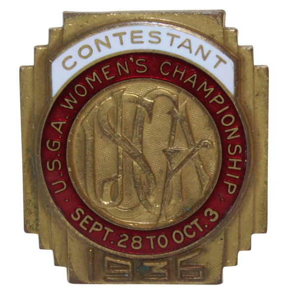 1936 Women's US Amateur at Canoe Brook CC Contestants Badge - Pam Barton Winner
