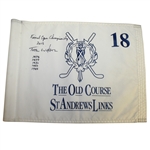 Tom Watson Signed & Win Notated St. Andrews Old Course Links Flown Flag W/Heavy Use- JSA ALOA