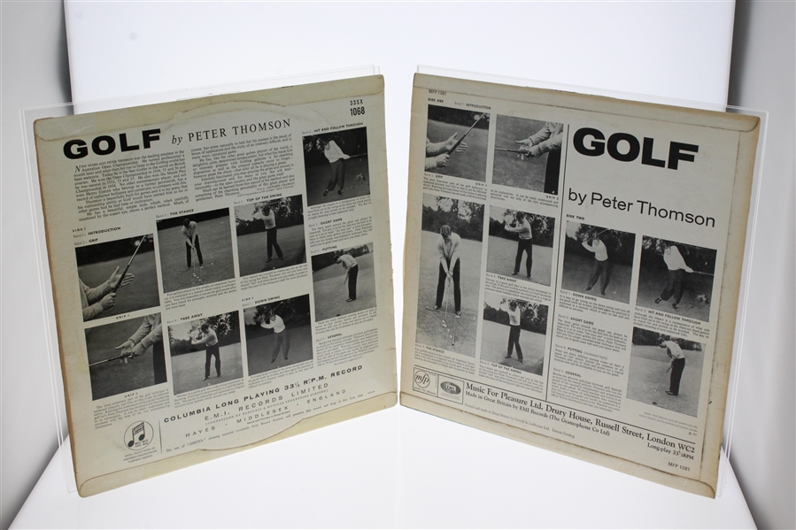 Two Peter Thomson Vinyl Golf Instructional Records Titled 'Golf'